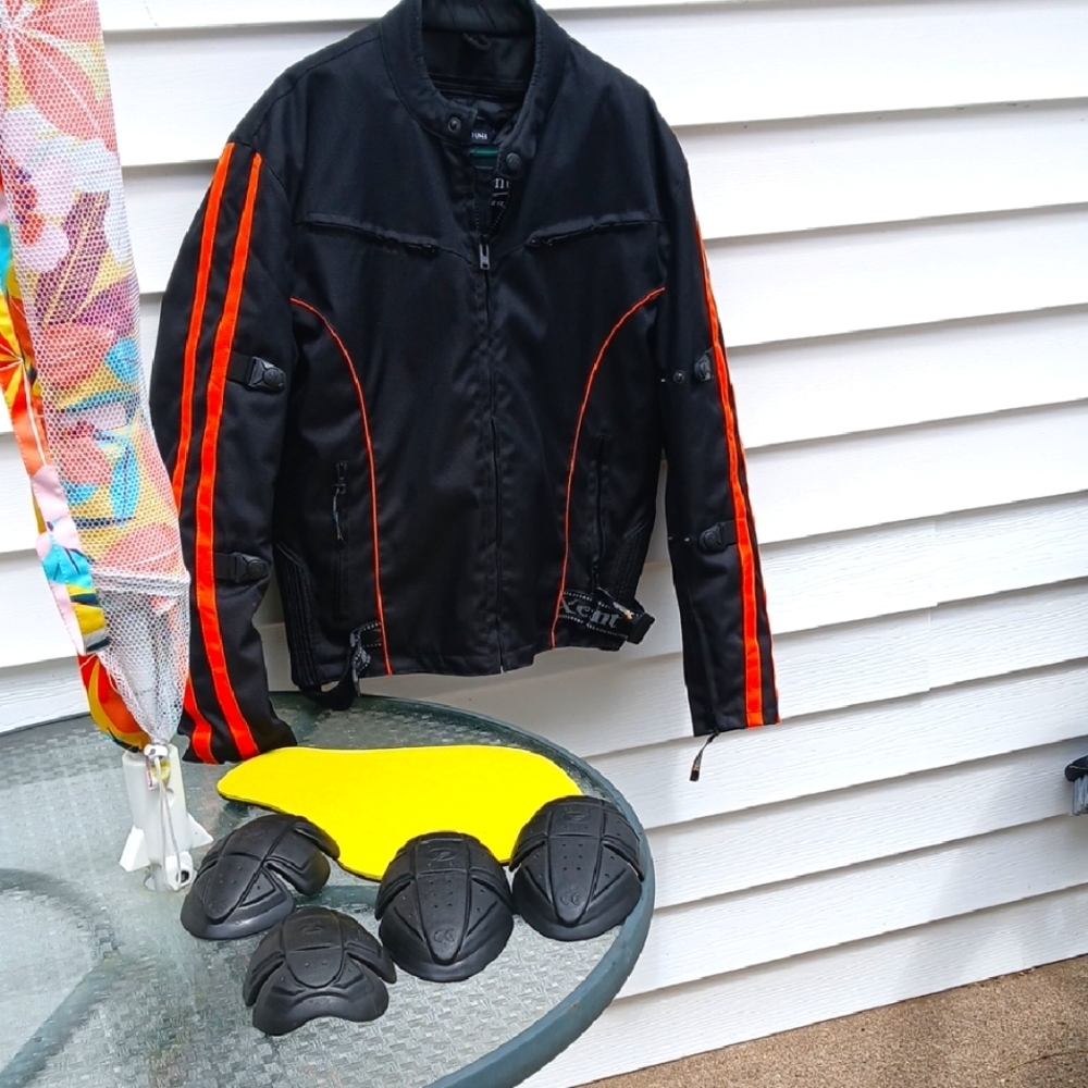 Xelement Armor Black and Orange Motorcycle Jacket with Armor Size L